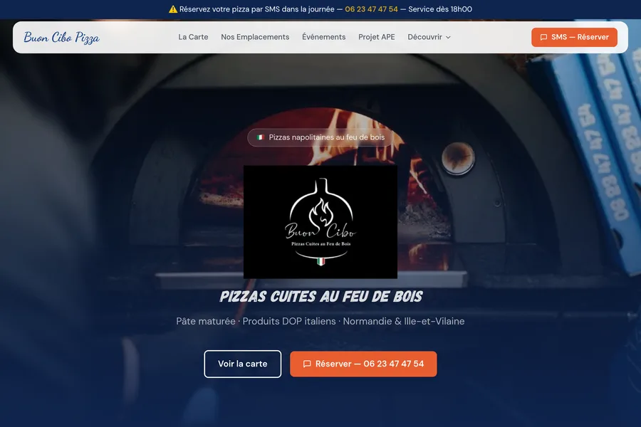 Site Buon Cibo Pizza — réalisation KAIVOR